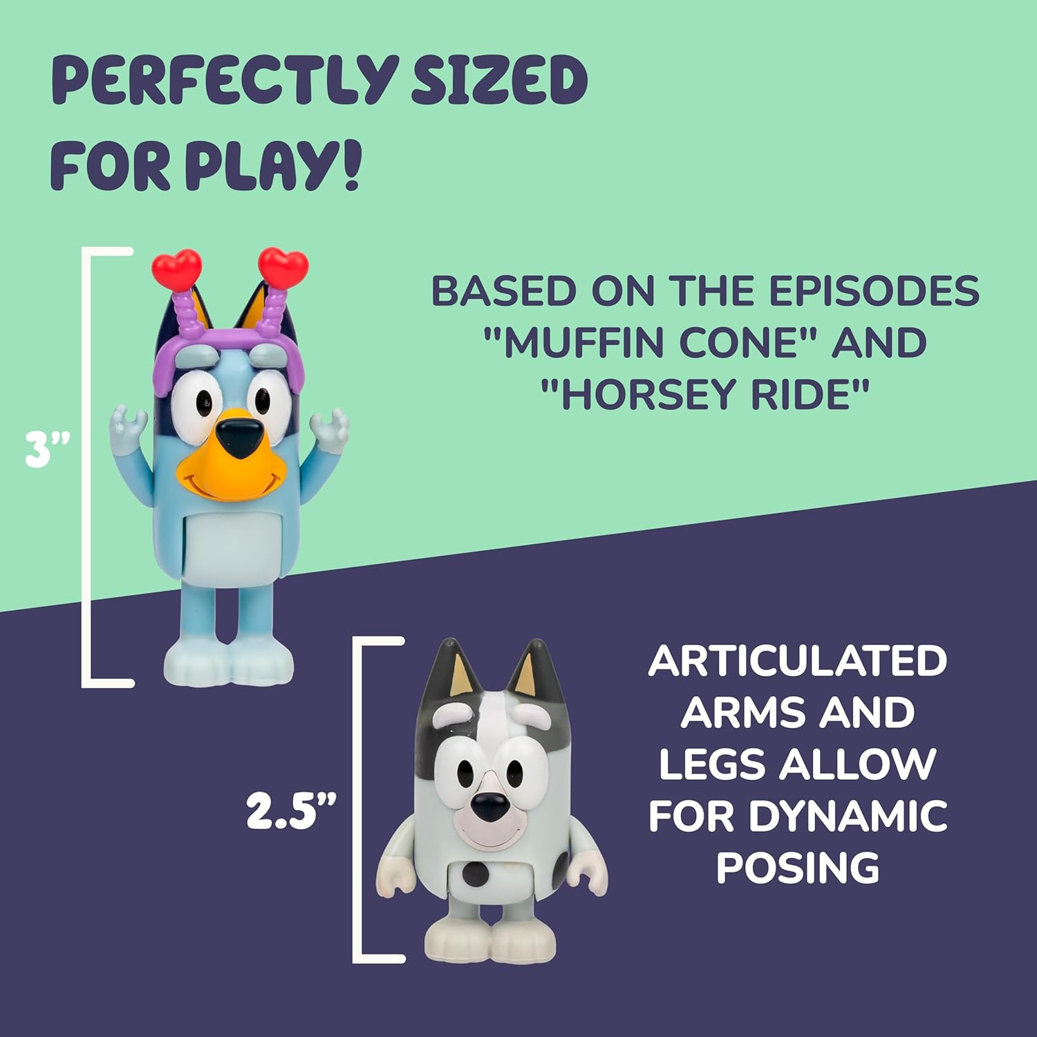 Bluey and Muffin 2-Pack Toy Figure Playset, Spring Time Toddler Figurine Toys Set with Dressup Accessories, Poseable Figurines for Kids Ages 3-5 - Image 6