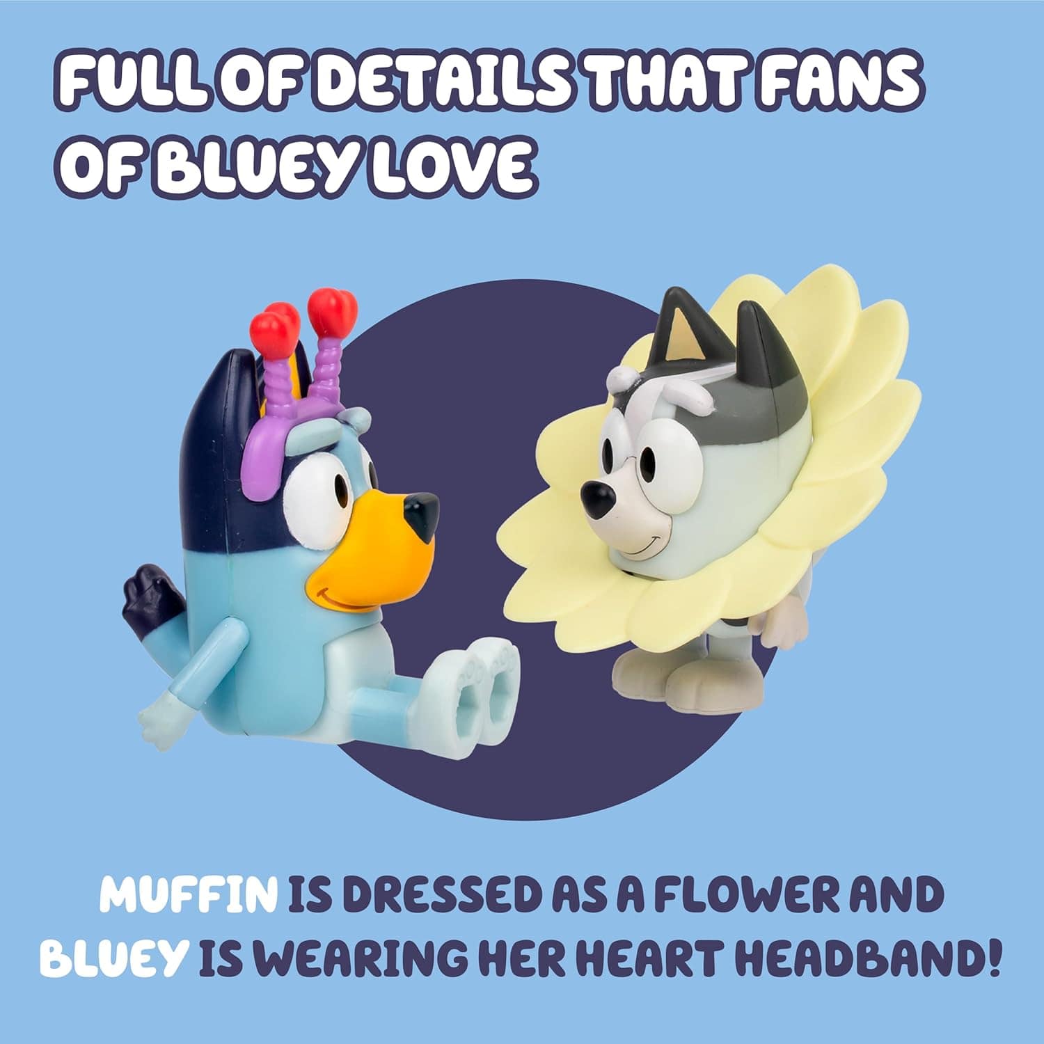 Bluey and Muffin 2-Pack Toy Figure Playset, Spring Time Toddler Figurine Toys Set with Dressup Accessories, Poseable Figurines for Kids Ages 3-5 - Image 3