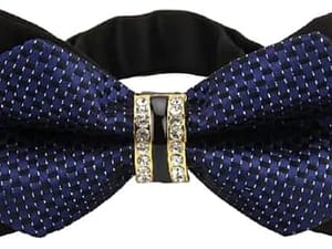Vinifredy Luxury Silk Bow Tie, 5 Different Style, Wedding Bow tie, Party Bowtie, Night out Necktie, Stand out Bow Tie 2023 design (Navy thinner)