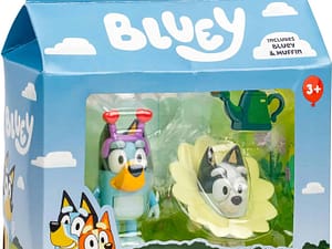 Bluey and Muffin 2-Pack Toy Figure Playset, Spring Time Toddler Figurine Toys Set with Dressup Accessories, Poseable Figurines for Kids Ages 3-5