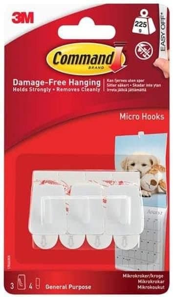 3M 17066 Command Micro Hooks with Strips44; 3 Count
