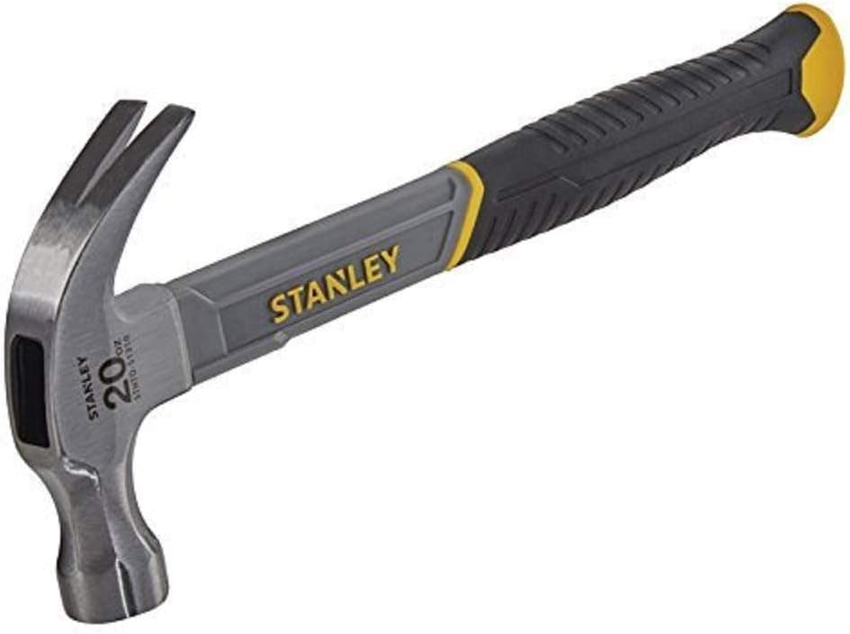 STANLEY 20oz. Curved Claw Fibreglass Hammer, High-Carbon Steel, Vibration Dampening, Ergonomic Anti-Slip Grip, 570g, STHT0-51310